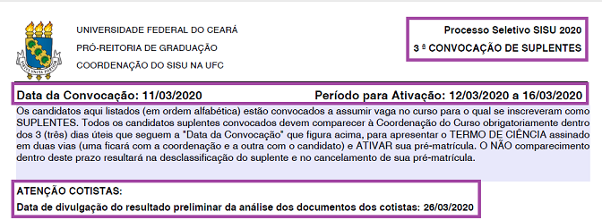 Republicação da convocação de suplentes para cadastro de reserva